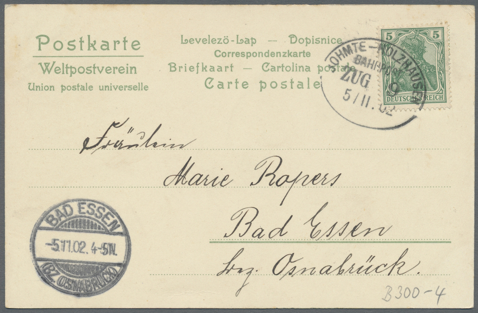 Br/GA/ Deutsches Reich - Bahnpost: 1894/1943, Kleinbahnen Westdeutschland, Norddeutschland, Hessen u. Harz,