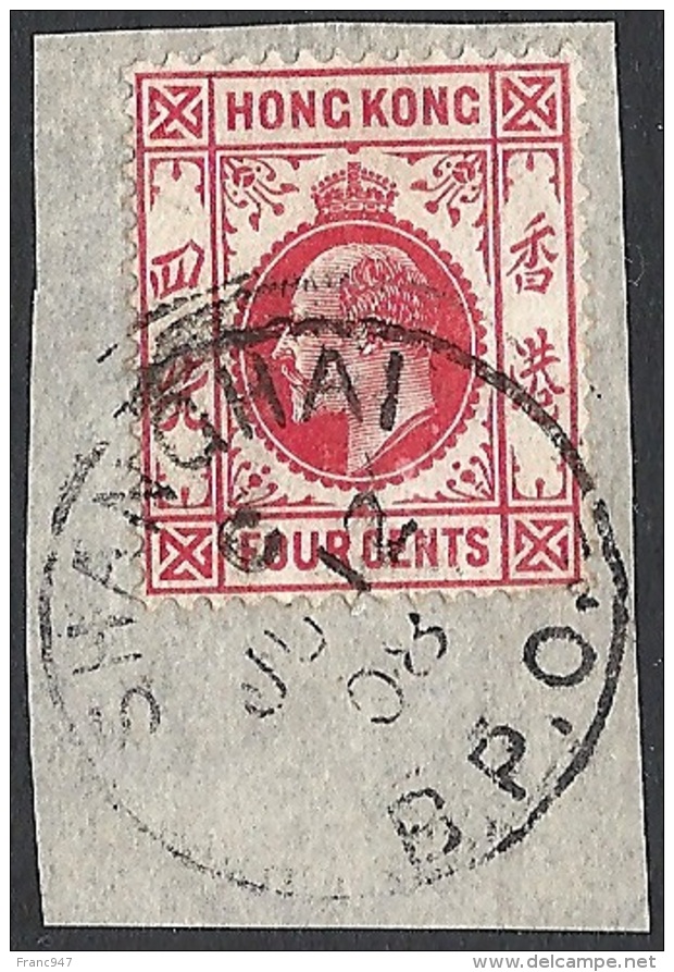 Hong Kong, 1907 KEVII 4c Carmine  Wmk Mult Crown CA  # SG 93 - Michel 92 - Scott 90 USED - Oblitérés