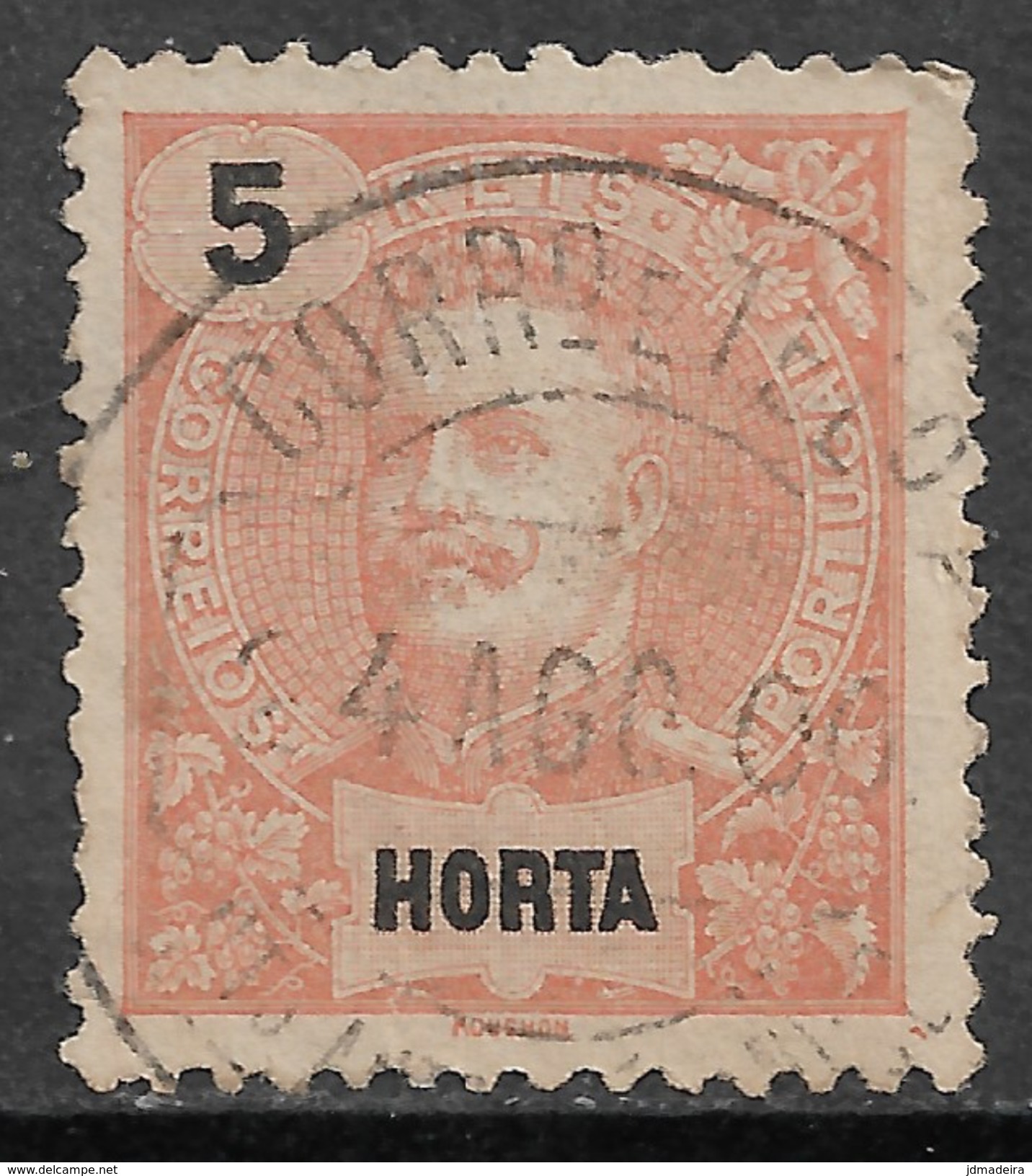 Horta – 1897 King Carlos 5 Réis Sto António Do Pico Cancel - Horta