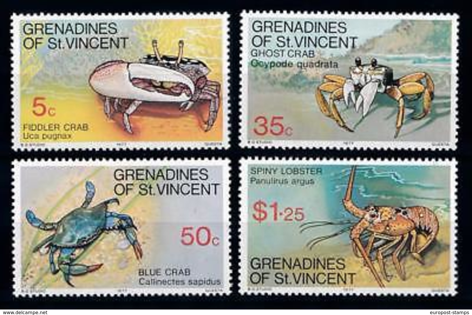 [65994] Grenadines Of St. Vincent 1977 Marine Life Crabs Lobster  MLH - Marine Life