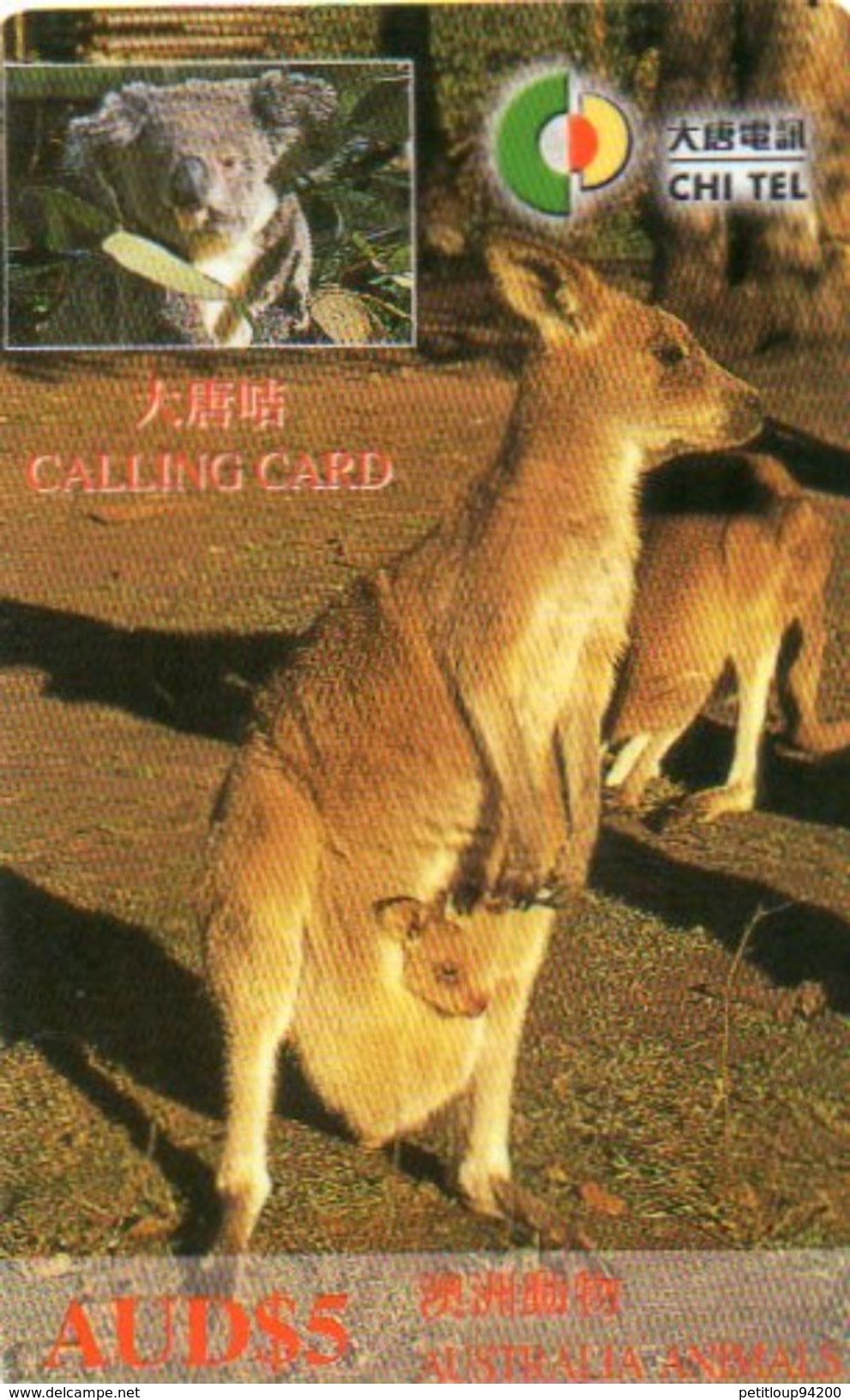 CARTE PREPAYEE AUSTRALIE CHI TEL *AUD$5  Kangourous Kangaroos Koala - Australie