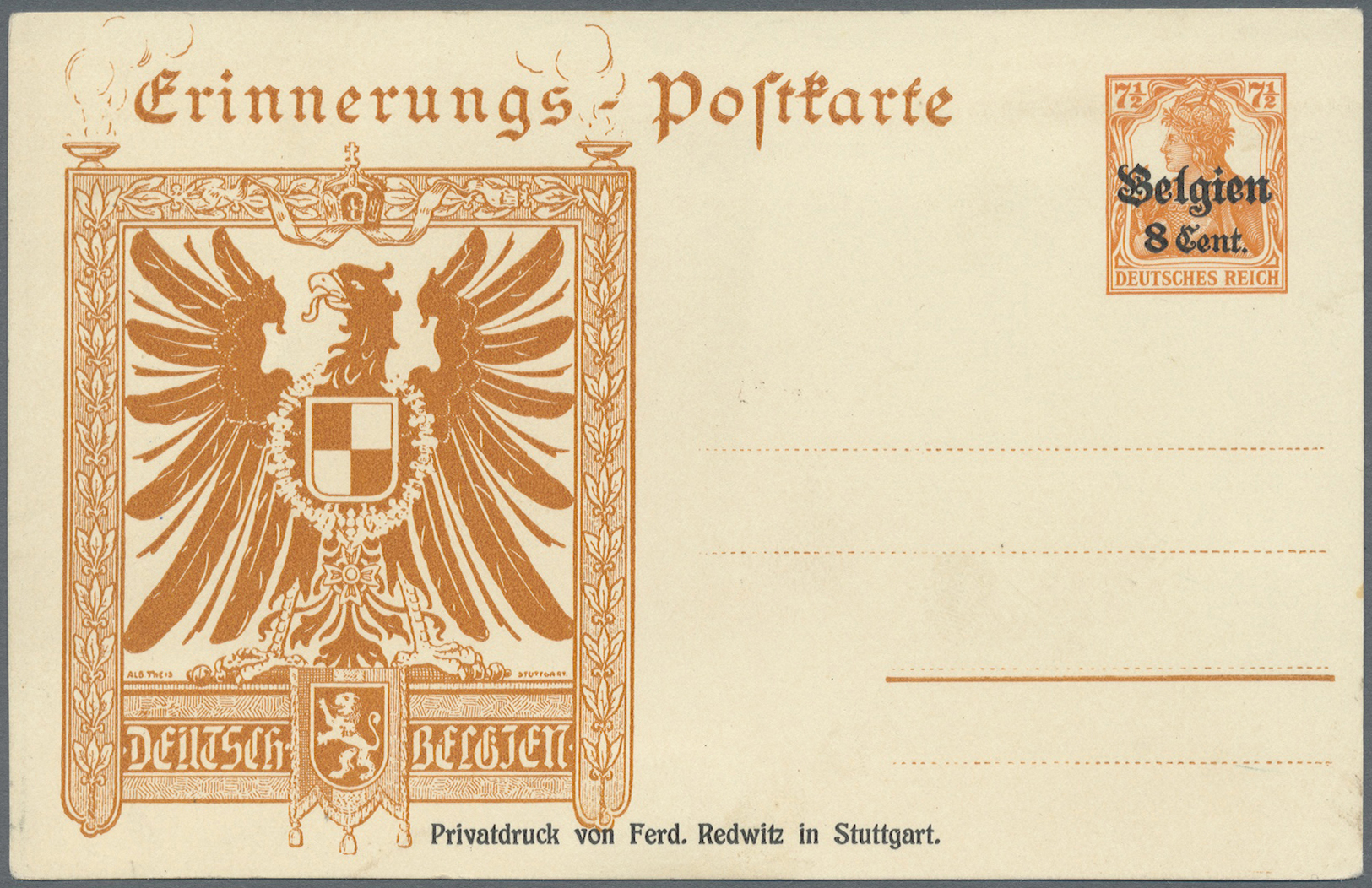 GA Deutsche Besetzung I. WK: Landespost in Belgien - Ganzsachen: 1914/17, abwechslungsreicher Posten vo