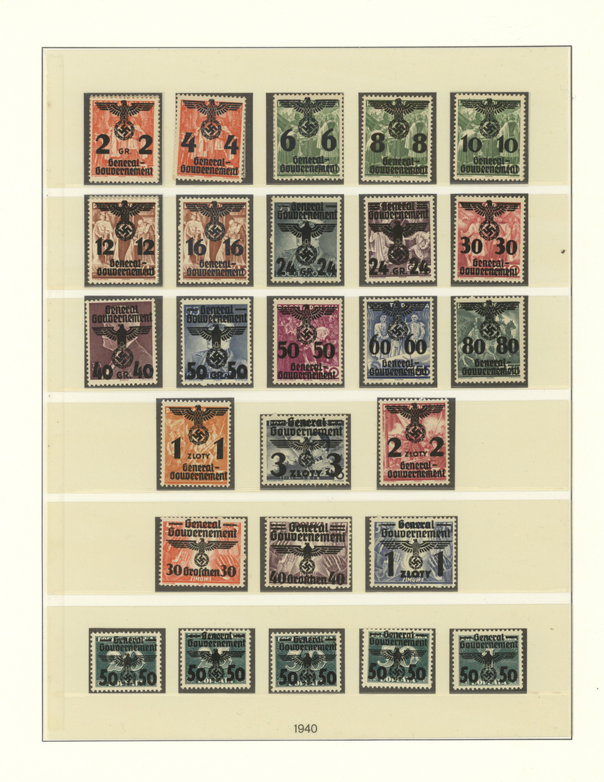 O/**/*/Br Deutsche Besetzung II. WK: 1939/1944, gestempelte und postfrische/ungebrauchte Sammlung in zwei Lind