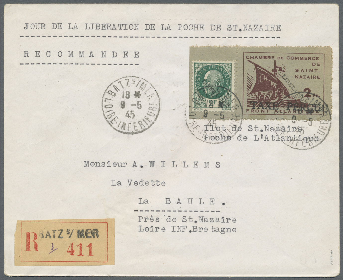 O/(*)/Brfst/Br/GA Dt. Besetzung II WK - Frankreich - St. Nazaire: 1945, interessante Sammlung mit u.a. ungebrauchten u