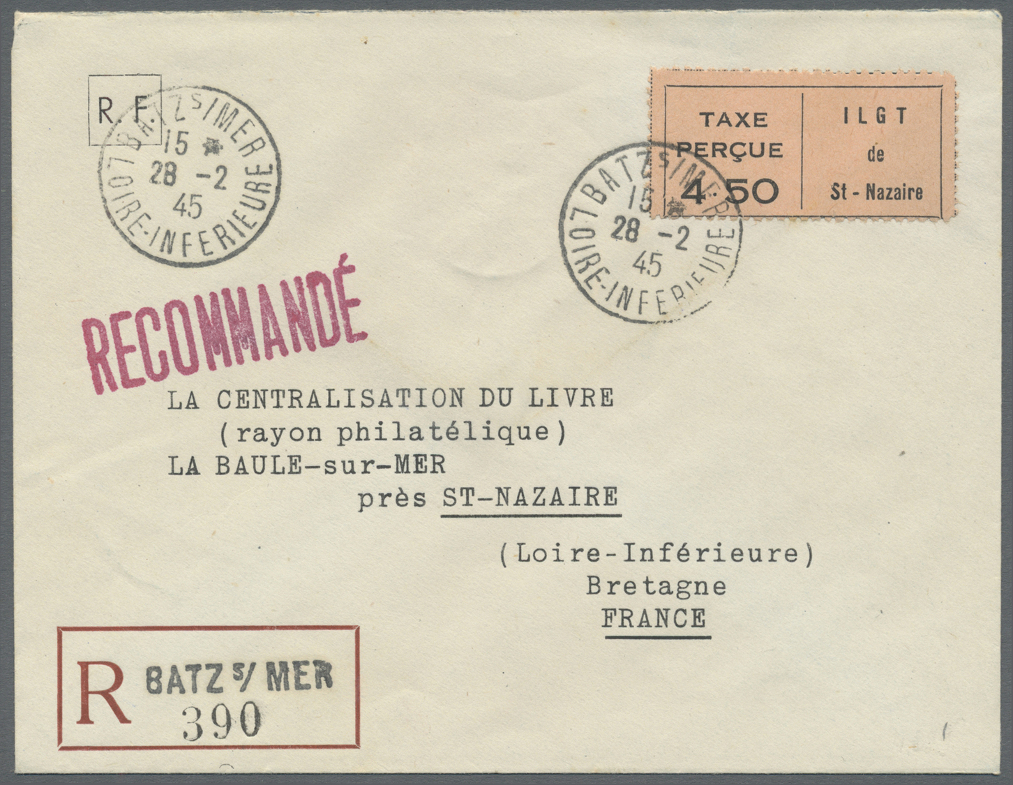 O/(*)/Brfst/Br/GA Dt. Besetzung II WK - Frankreich - St. Nazaire: 1945, interessante Sammlung mit u.a. ungebrauchten u