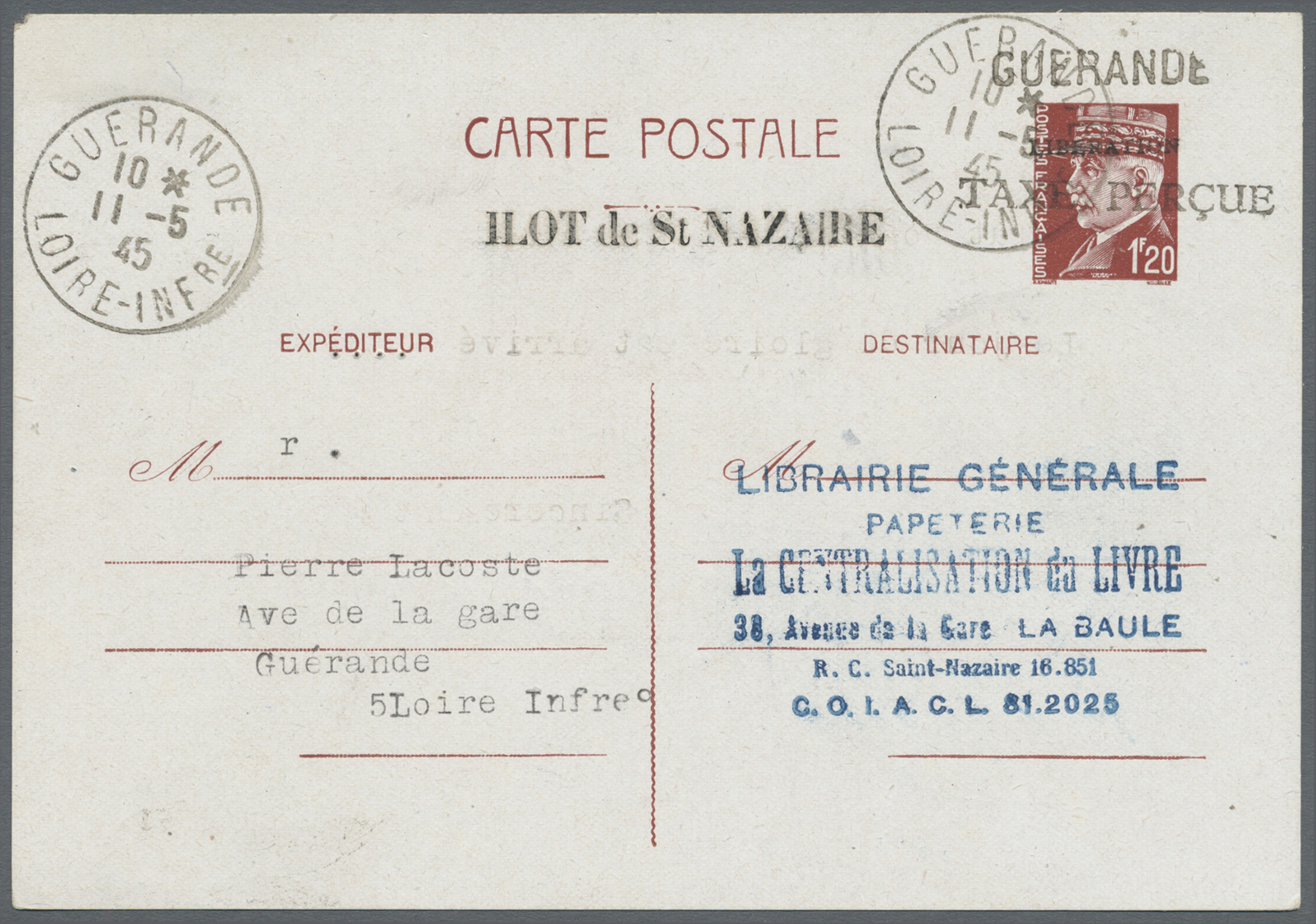 O/(*)/Brfst/Br/GA Dt. Besetzung II WK - Frankreich - St. Nazaire: 1945, interessante Sammlung mit u.a. ungebrauchten u