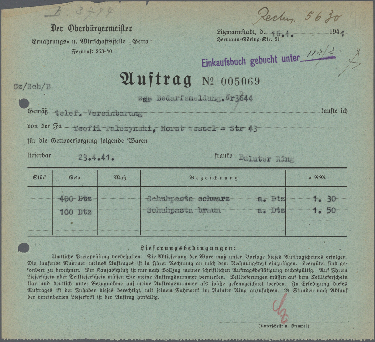 Br KZ-Post: Ghetto Litzmannstadt: 1940/1941 (ca.), Partie Mit 16 Ungebrauchten Und Gebrauchten Formular - Brieven En Documenten