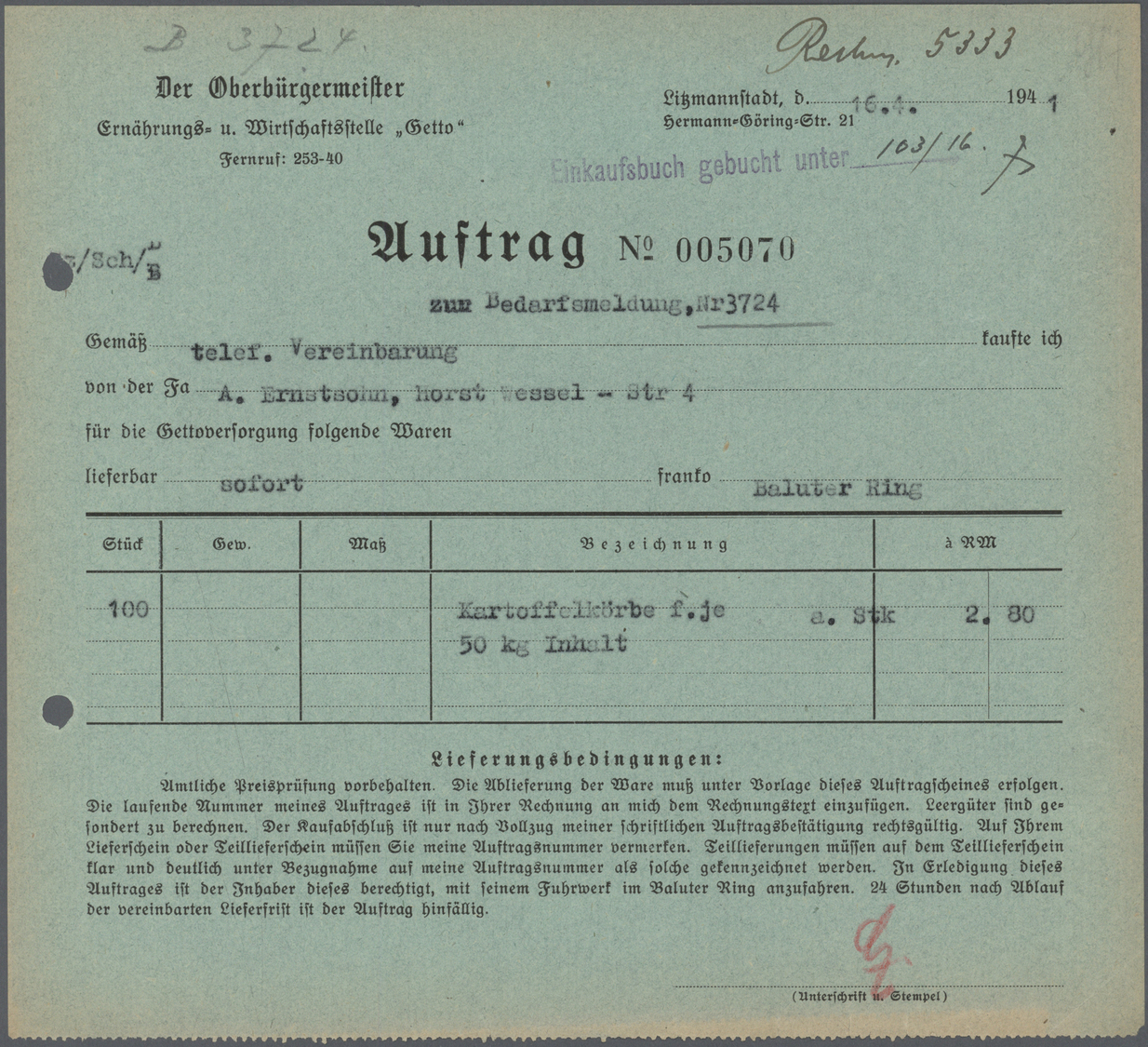 Br KZ-Post: Ghetto Litzmannstadt: 1940/1941 (ca.), Partie Mit 16 Ungebrauchten Und Gebrauchten Formular - Brieven En Documenten