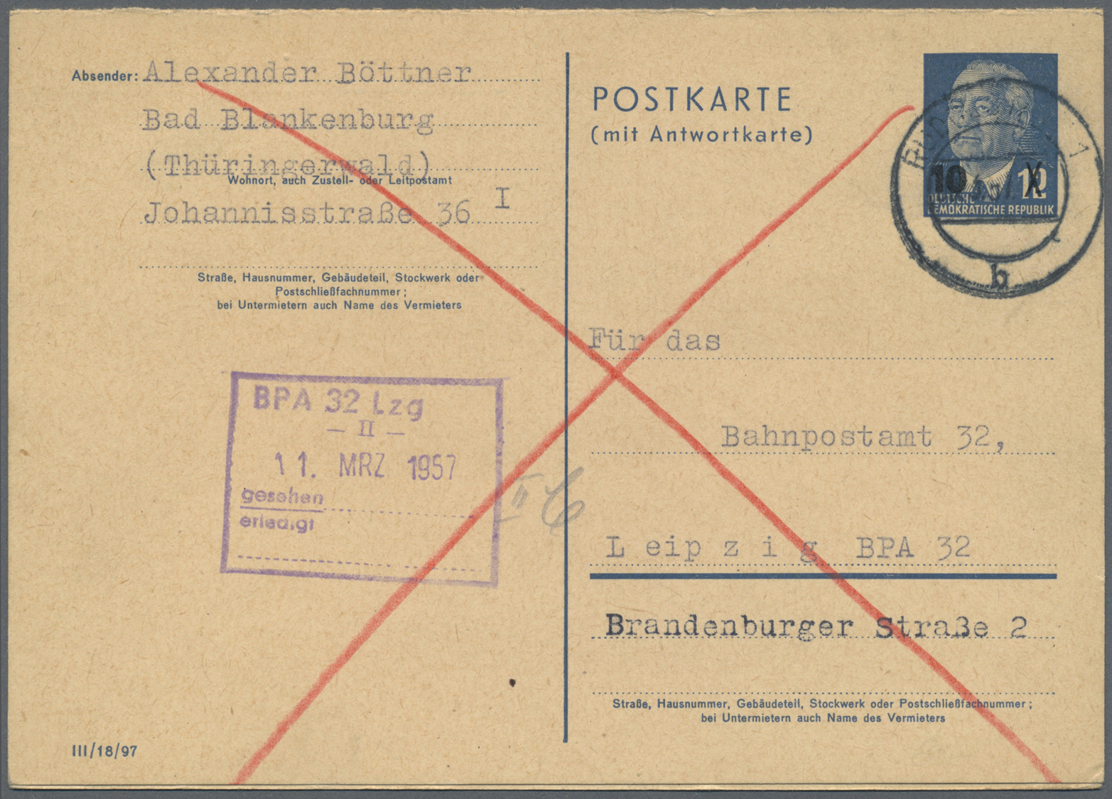 GA DDR - Ganzsachen: 1954/1981, Lot Von 29 Gebrauchten Ganzsachenkarten, Meist Frage/Antwort Incl. Bess - Andere & Zonder Classificatie