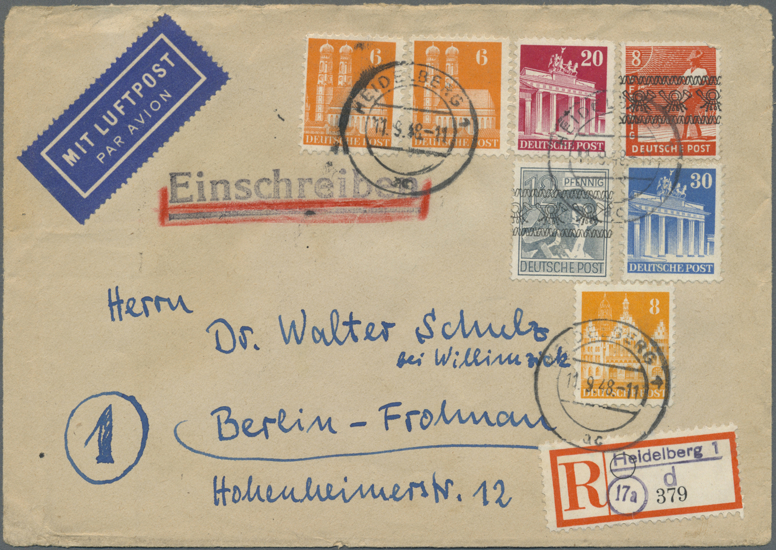 Br/GA Bundesrepublik und Berlin: 1948/1964, vielseitige Partie von ca. 90 Briefen, Karten und Ganzsachen,