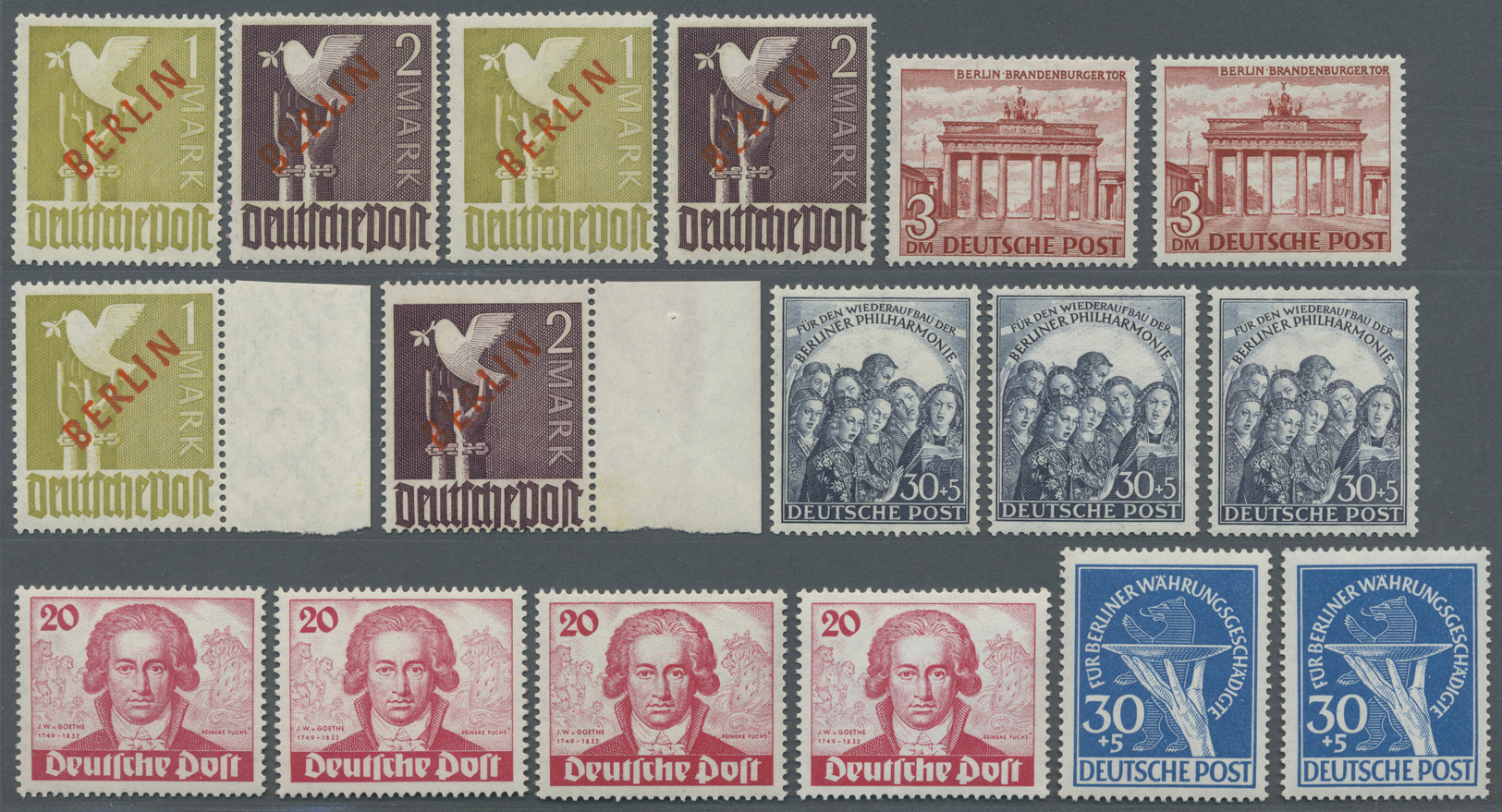 ** Berlin: 1948/1959, Postfrischer Sammlungsposten Auf Steckseiten, Dabei MiNr. 1/20 (2), 21/34 (3), 42 - Otros & Sin Clasificación
