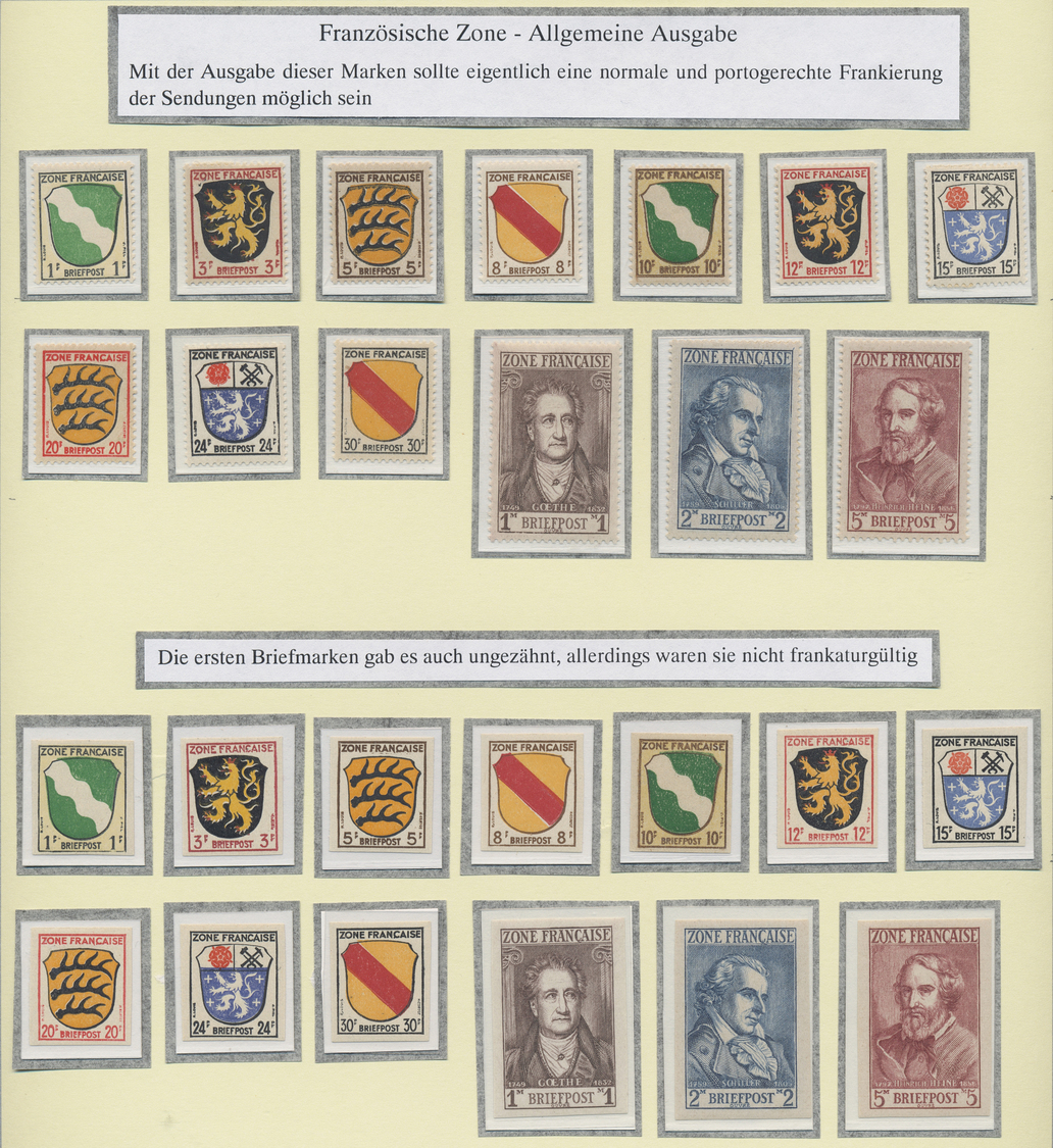 **/O Französische Zone - Allgemeine Ausgabe: 1945, Meist Postfrische Sammlung Auf Sechs Ausstellungsblätt - Andere & Zonder Classificatie