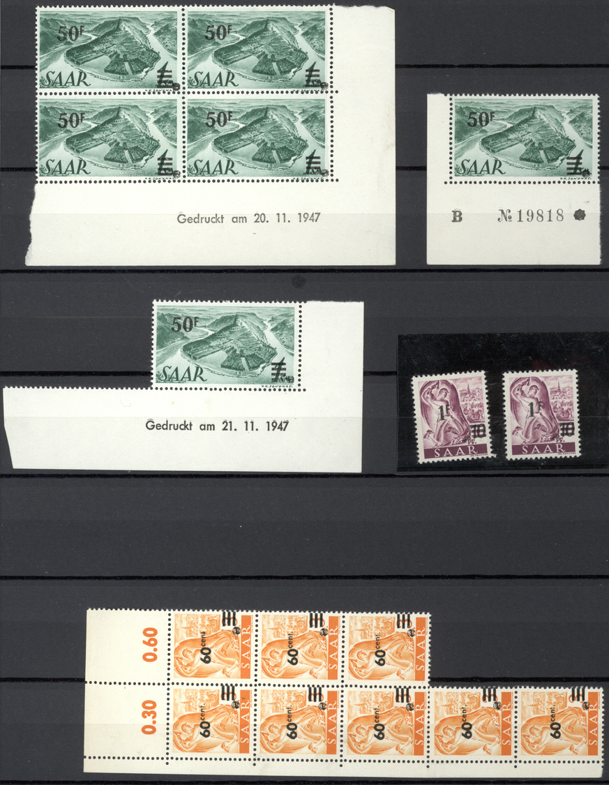 ** Saarland (1947/56): 1947, postfrischer Bestand der Freimarken mit/ohne Aufdruck (Saar I + II) im Ste