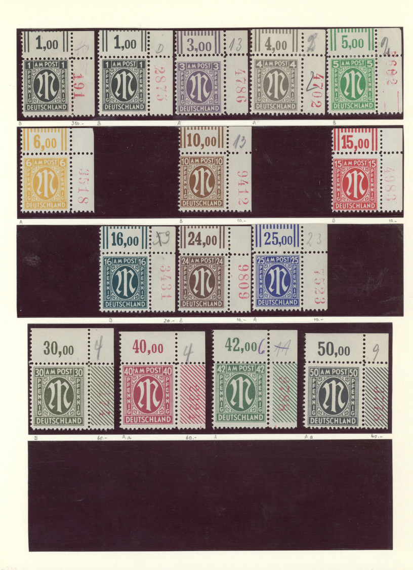 **/* Bizone: 1945/1946, AM-POST, Spezialsammlung Von über 250 Marken Aller 3 Drucke, Dabei Farben, Zähnun - Andere & Zonder Classificatie