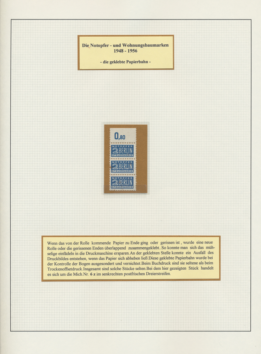 O/Br/**/*/Brfst Bizone - Zwangszuschlagsmarken: 1948/1955 (ca.), Umfassende Spezialsammlung Der Notopfermarke Auf Ca - Andere & Zonder Classificatie