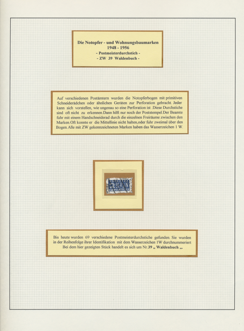 O/Br/**/*/Brfst Bizone - Zwangszuschlagsmarken: 1948/1955 (ca.), Umfassende Spezialsammlung Der Notopfermarke Auf Ca - Andere & Zonder Classificatie