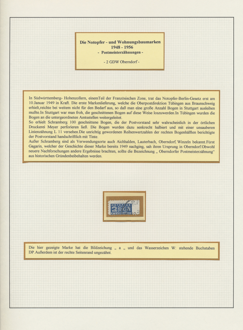 O/Br/**/*/Brfst Bizone - Zwangszuschlagsmarken: 1948/1955 (ca.), umfassende Spezialsammlung der Notopfermarke auf ca
