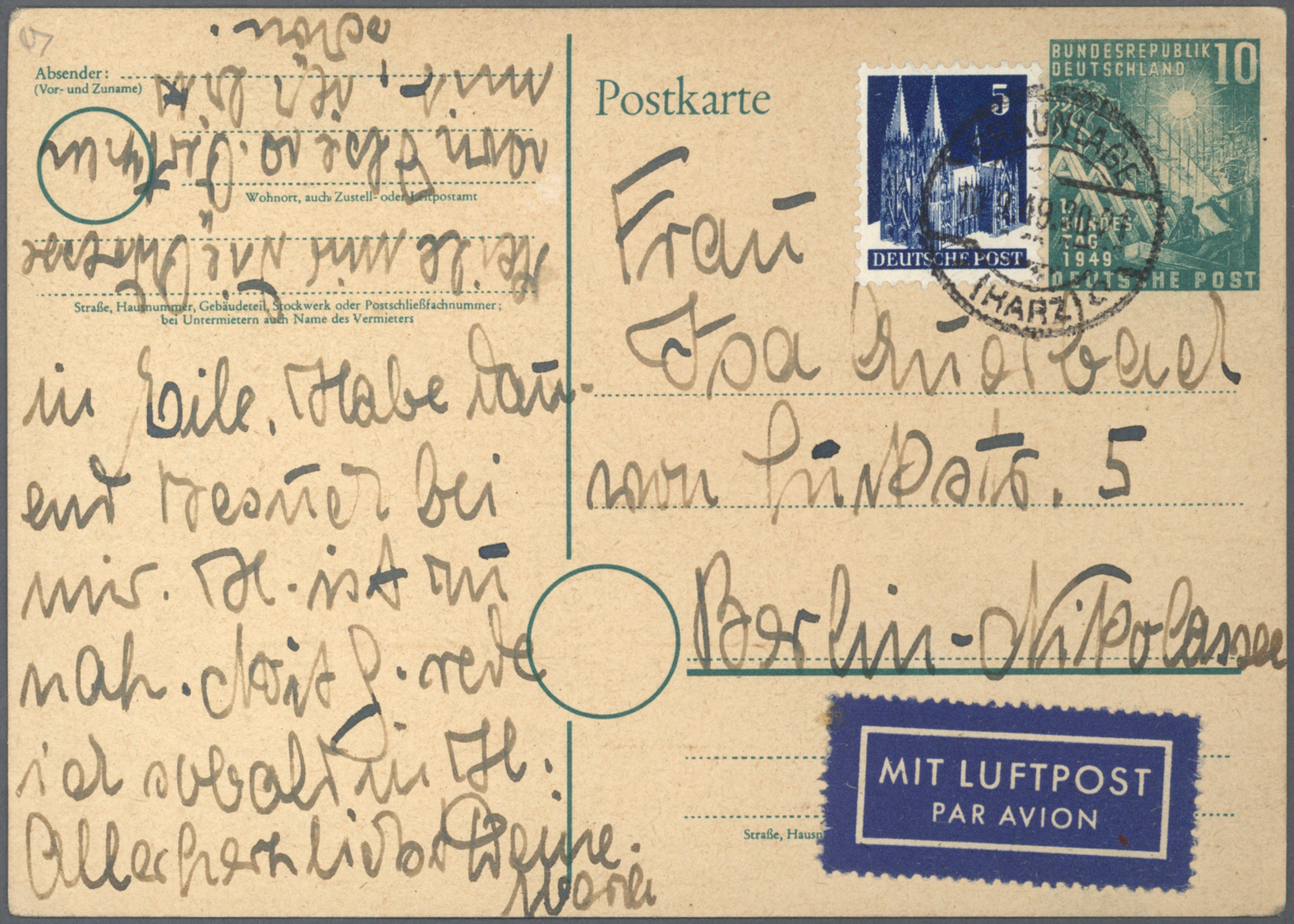 GA Bundesrepublik - Ganzsachen: 1948/2011. Umfangreiche Sammlung Mit Einigen Hundert Karten, Luftpostle - Autres & Non Classés