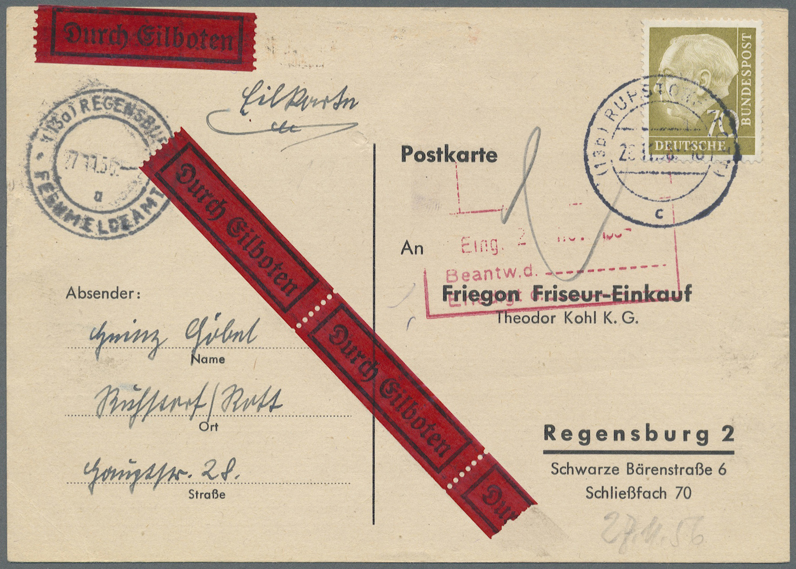 Br Bundesrepublik - Besonderheiten: 1953/1980, 48 Interessante Belege Mit Freimarkenfrankaturen, Besond - Andere & Zonder Classificatie