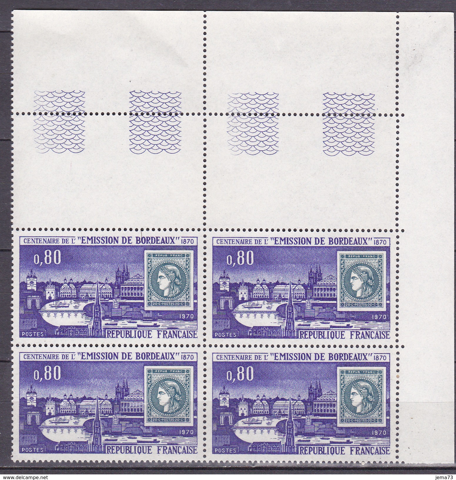 N° 1659 Centenaire De L'Emission De Bordeaux : Un Bloc De 4 Timbres Neuf Impeccable Sans Charnière - Neufs