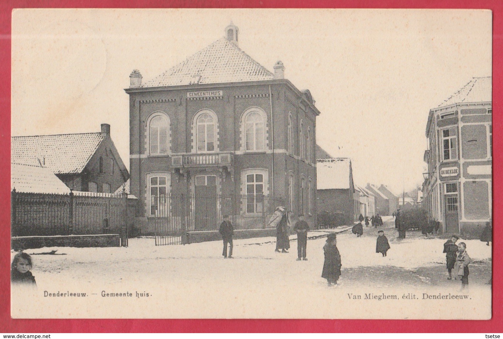 Denderleeuw - Gemeentehuis ... Geanimeerd  - 1908 ( Verso Zien ) - Denderleeuw