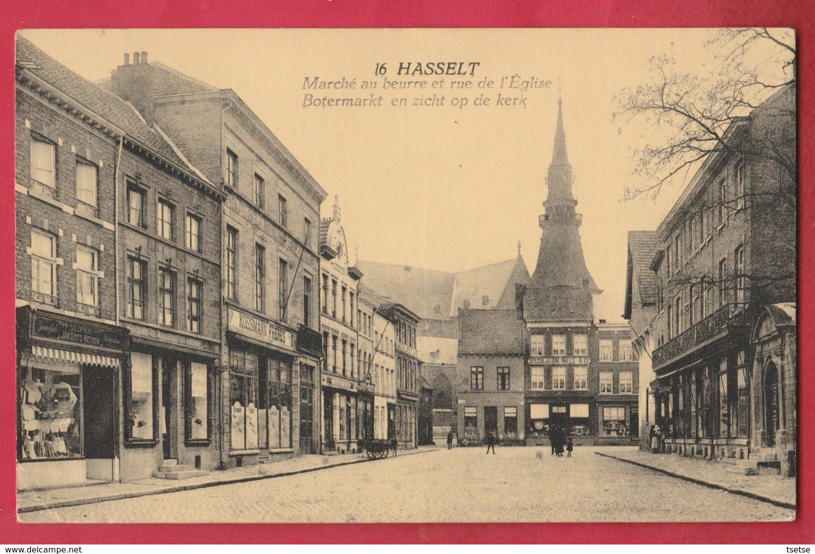 Hasselt - Botermarkt En Zicht Op De Kerk - 1924 ( Verso Zien ) - Hasselt