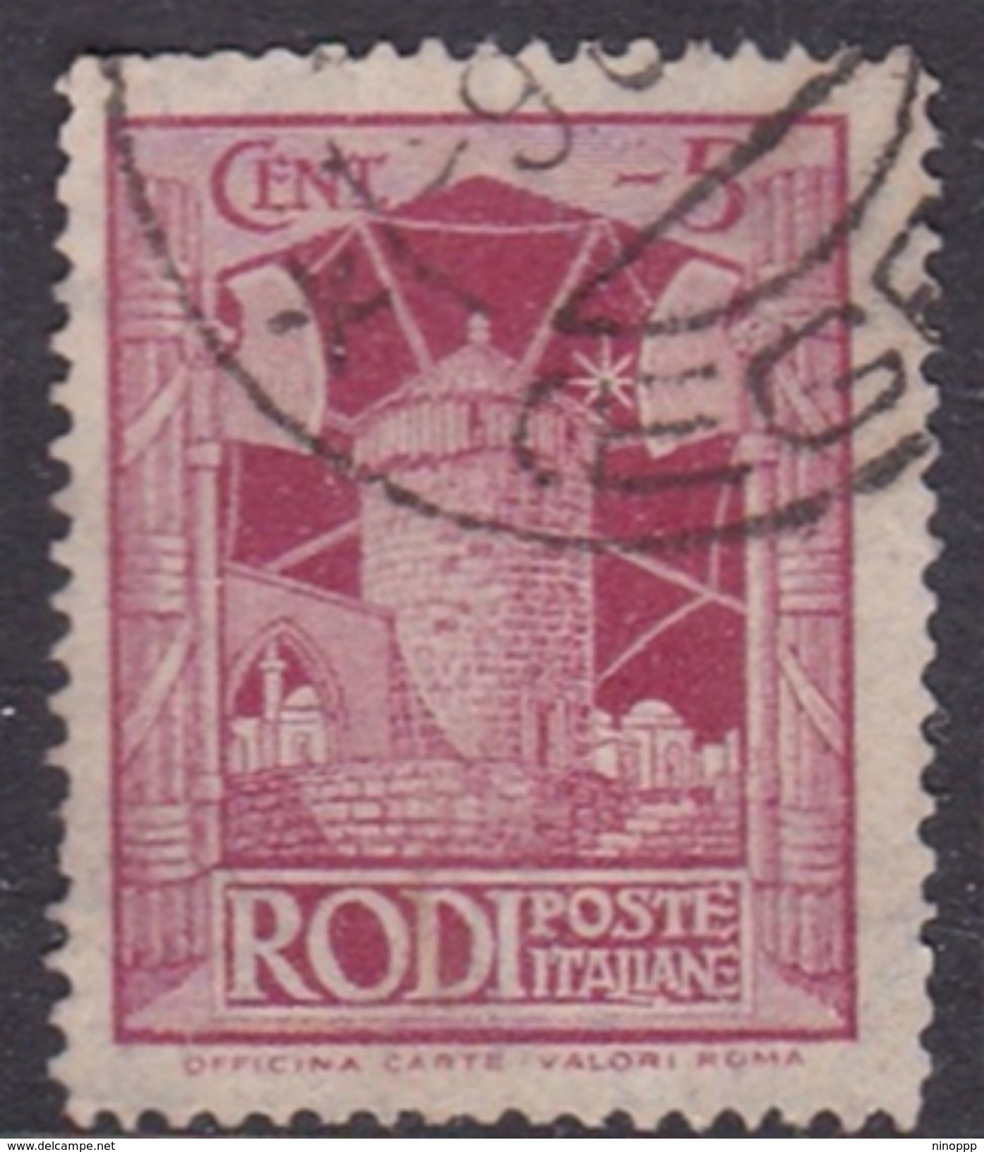 Italy-Colonies And Territories-Aegean General Issue-Rodi S 56 1932 Pictorials Perf 14  5c Magenta Used - Egée (Rodi)