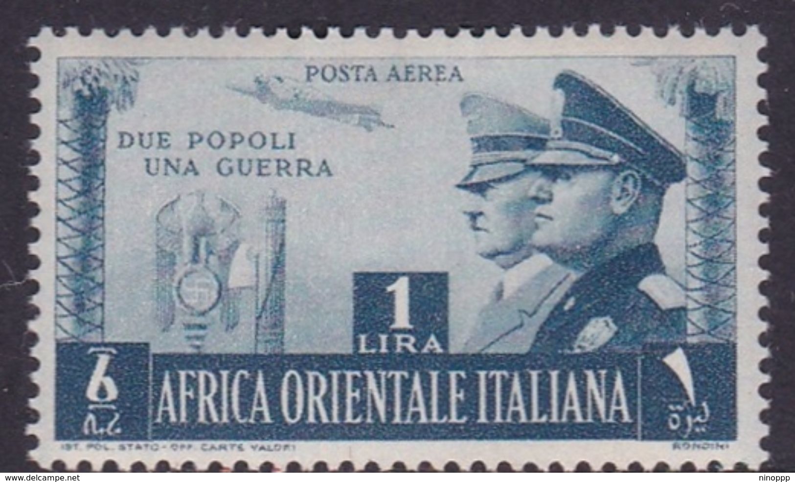 Italy-Colonies And Territories-Italian Eastern Africa AP 20 1941 Air Post Italy Germany Friendship 1 Lira, Mint Hinged - Italian Eastern Africa