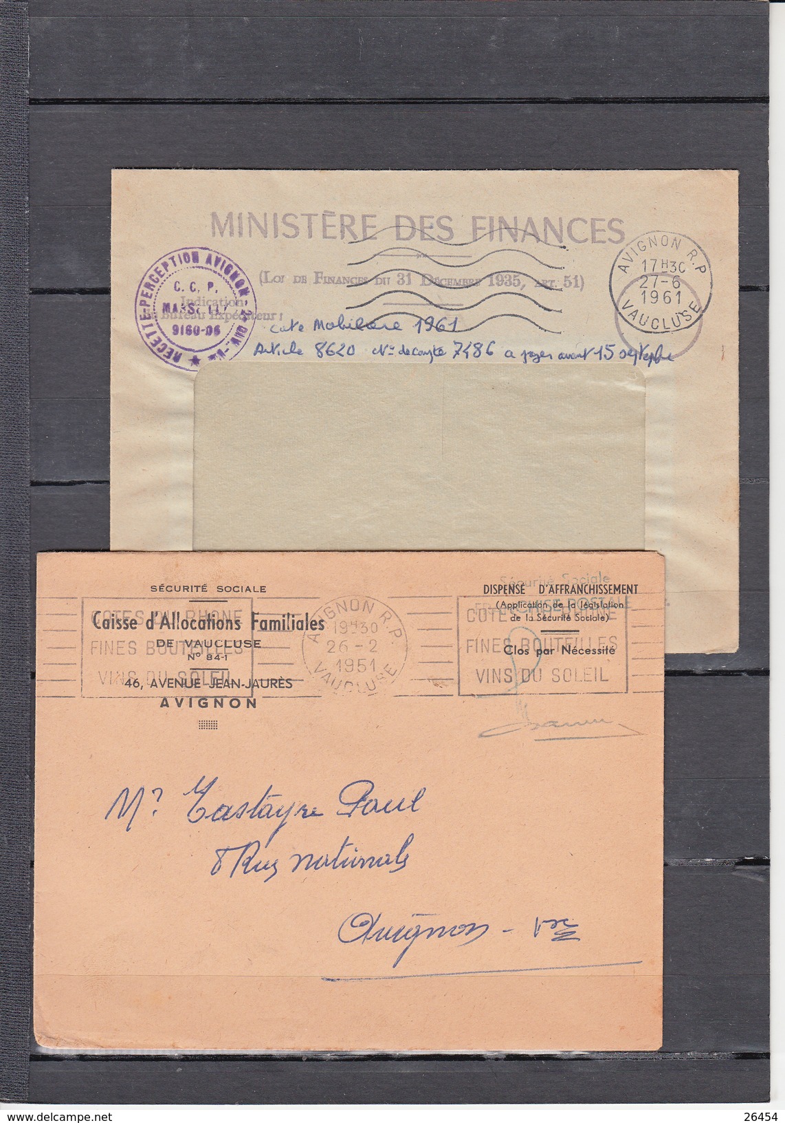 2 R.B.V.et 2 SECAP Sur Lettres De AVIGNON     En " Franchise AFFRANCHISSEMENT " 1951-53-60-61 - Maschinenstempel (Sonstige)