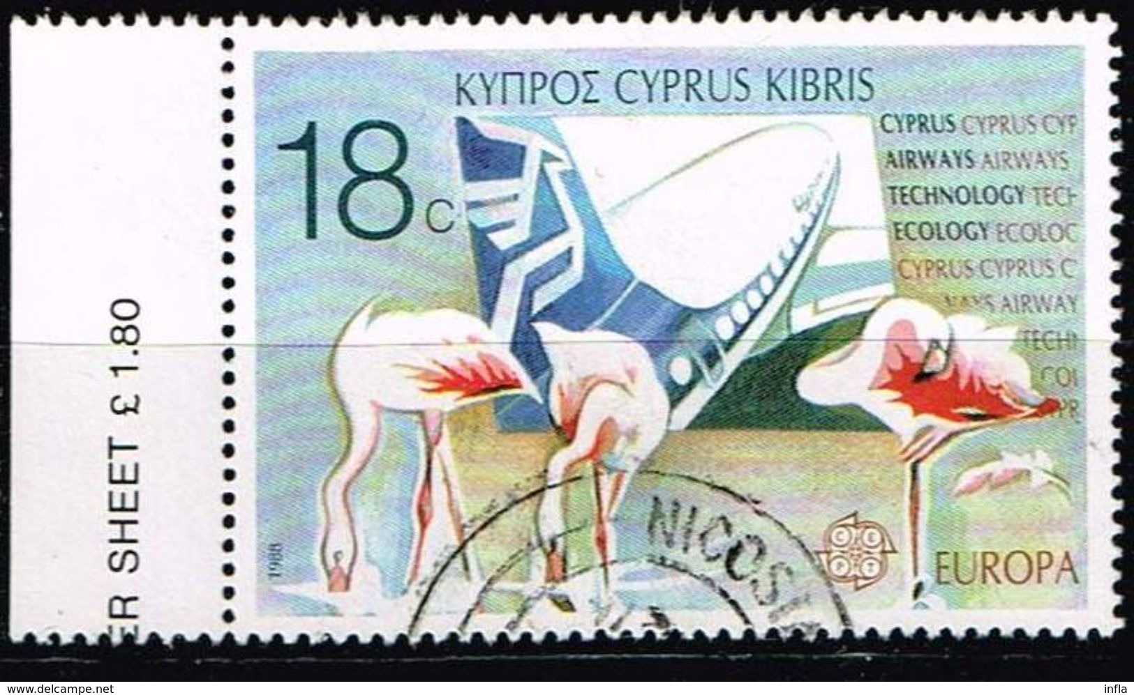 Zypern 1988, Michel# 697 O EUROPA/CEPT 1988 - Cyprus Airways Technology/Ecology - Used Stamps