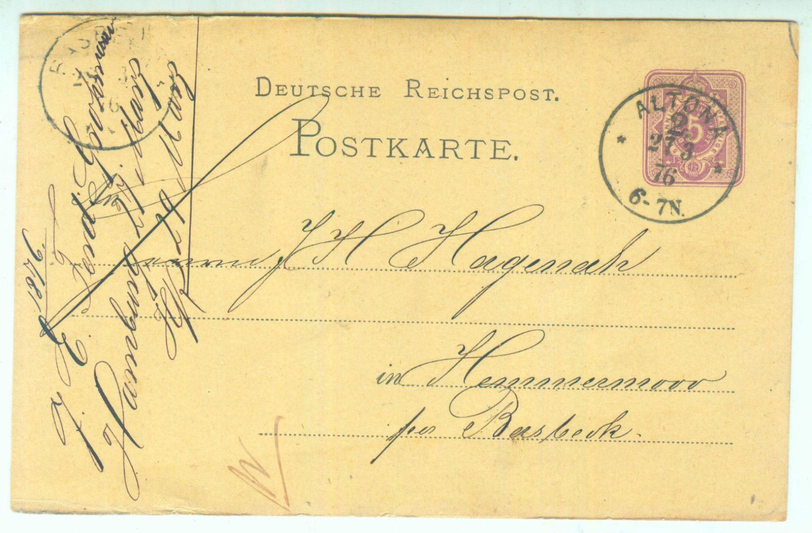 P 5 - Rückseitiger Abklatsch 1876 Aus Altona - Briefe U. Dokumente