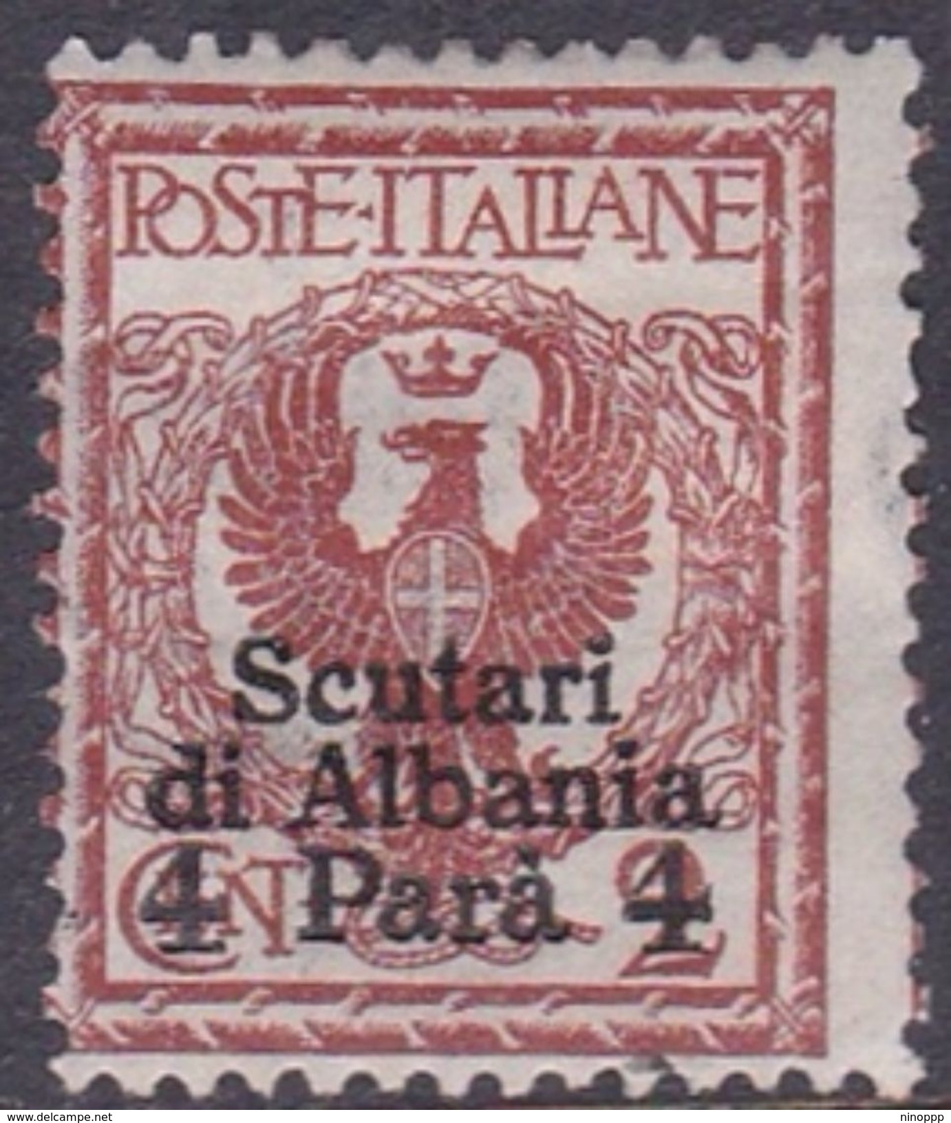 Italy-Italian Offices Abroad-European And Asia Offices- Scutari S9 1915 4 Para On 2c Red Brown Mint Hinged - European And Asian Offices