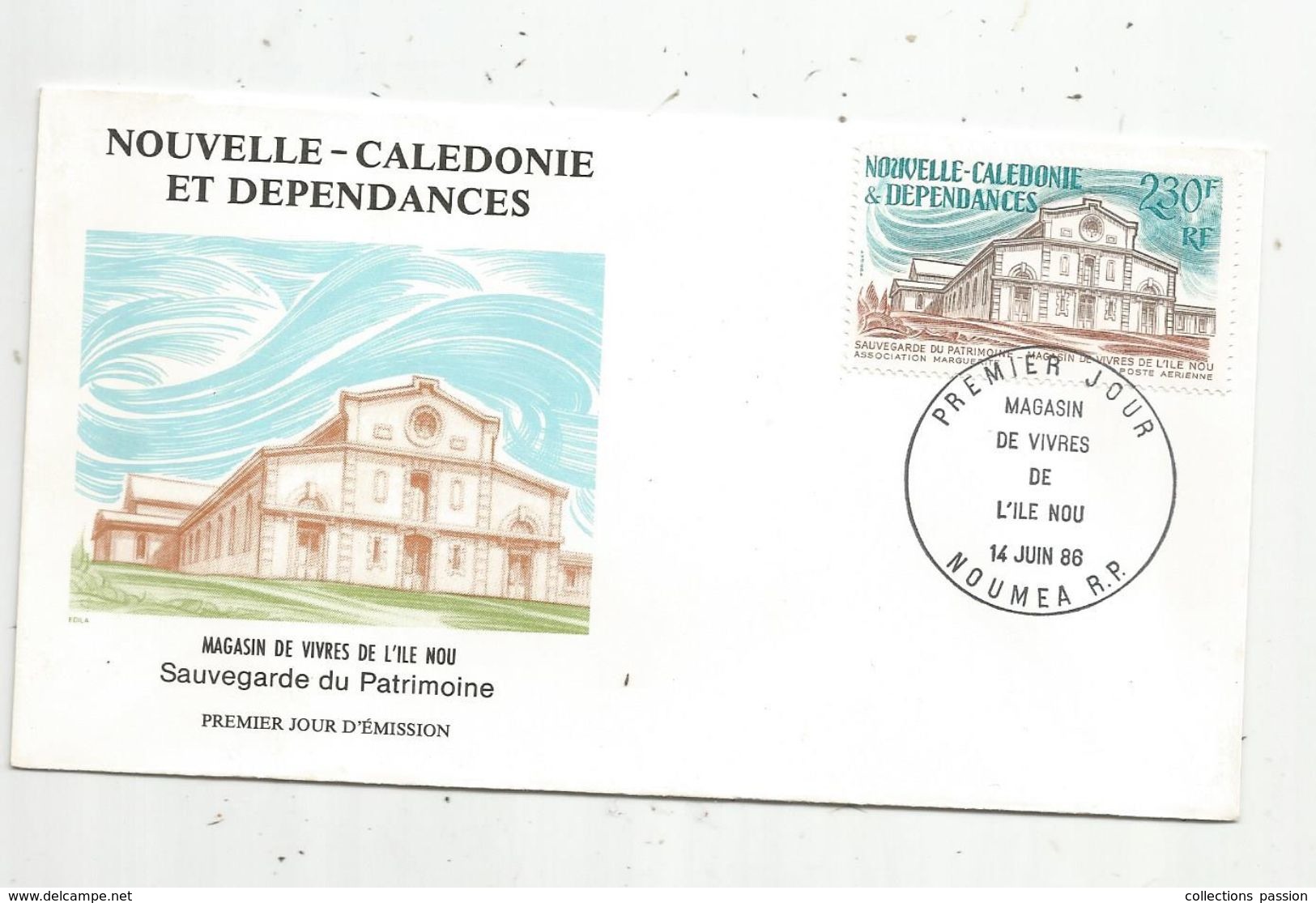 Timbre, FDC , 1 Er Jour , Nouvelle Calédonie Et Dépendances, Magasin De Vivresde L'île NOU,  NOUMEA, 1986 - Lettres & Documents