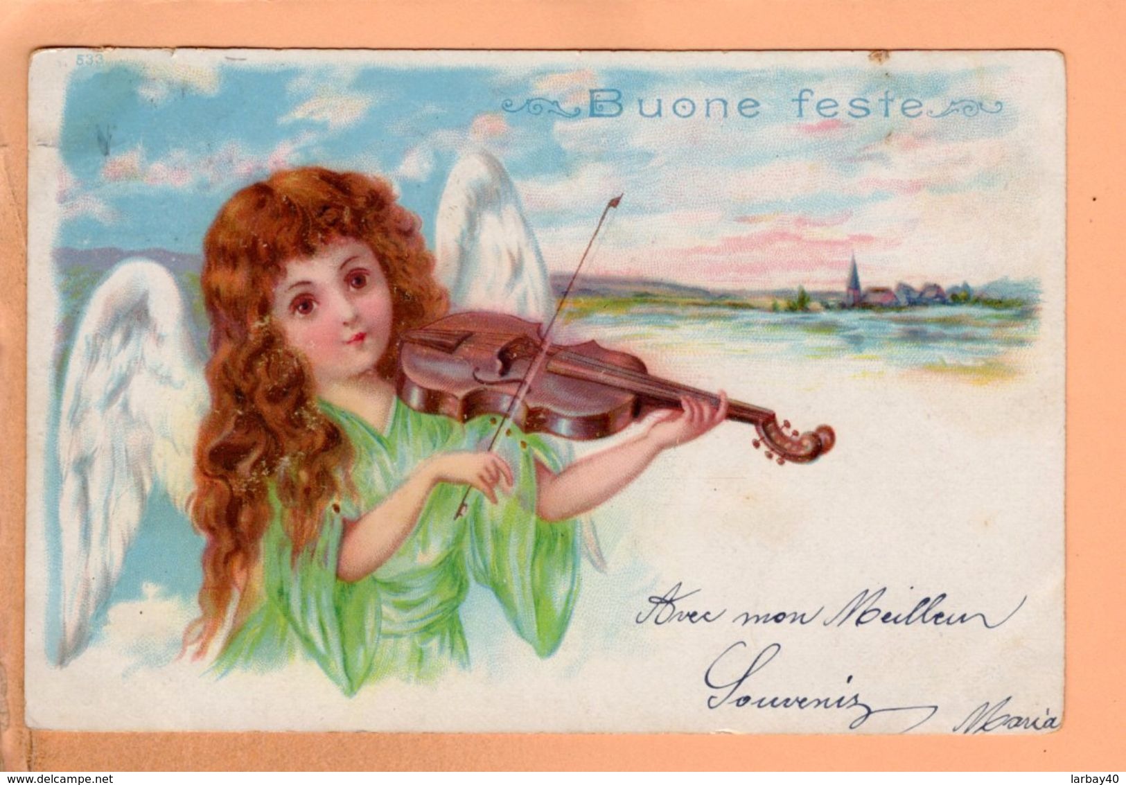 Cpa Carte Postale Ancienne - Illustrateur Buone Feste - Musicien Violon - 1900-1949