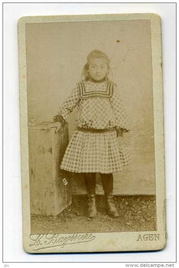 PHOTO CDV : PETITE FILLE. PHOTOL. BAYSSIERE à AGEN . - Anciennes (Av. 1900)