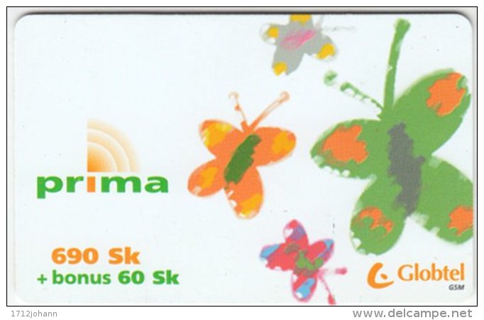 SLOVAKIA B-161 Prepaid Globtel - Painting, Animal, Butterfly - Used - Slovakia