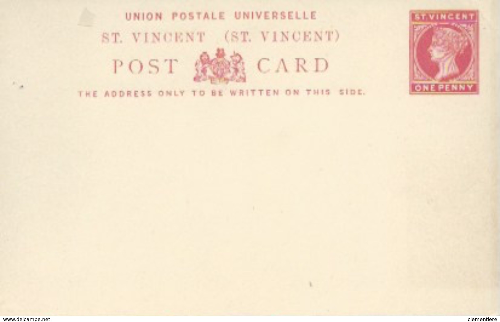Ste Vincent :  Entier Postal Sur Carte Postale - St.Vincent (...-1979)