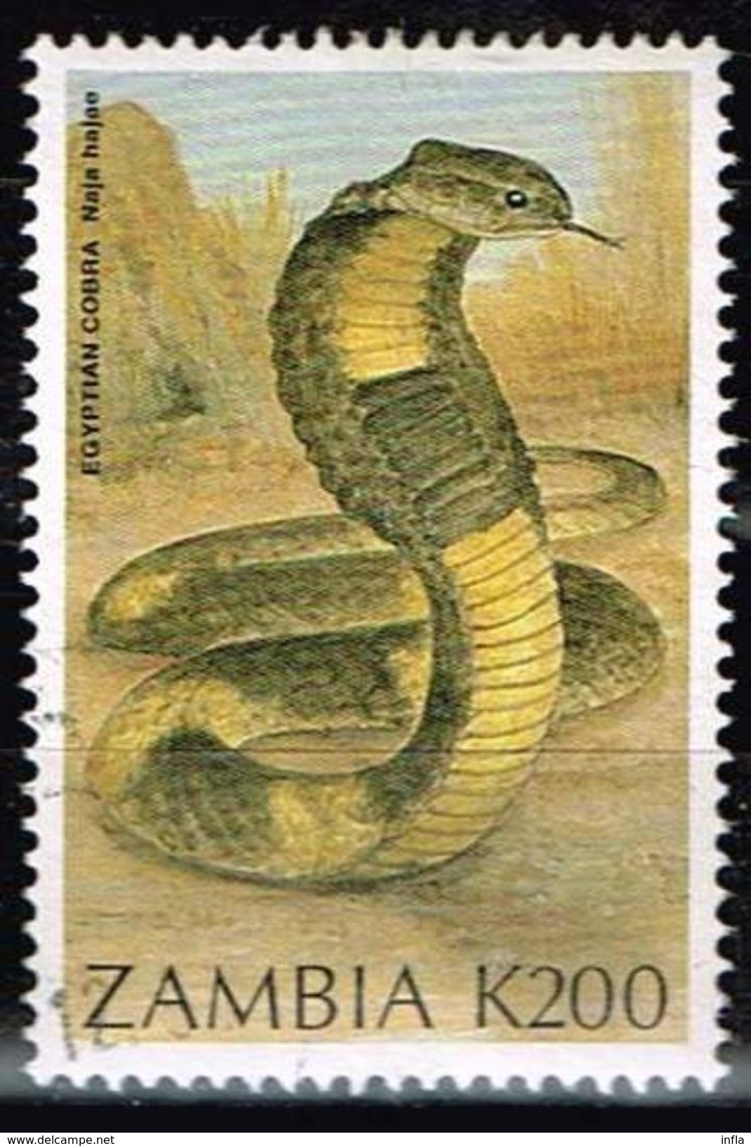 Sambia 19941, Michel# 642 O Egyptian Cobra (Naja Hajae) - Schlangen