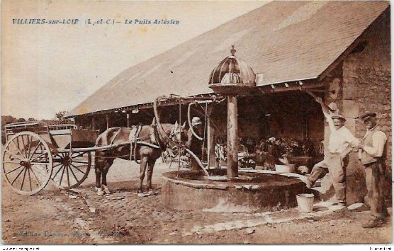 CPA  Attelage Campagne Travaux Des Champs Métier Circulé Villiers Sur Loir Puit Artésien - Teams