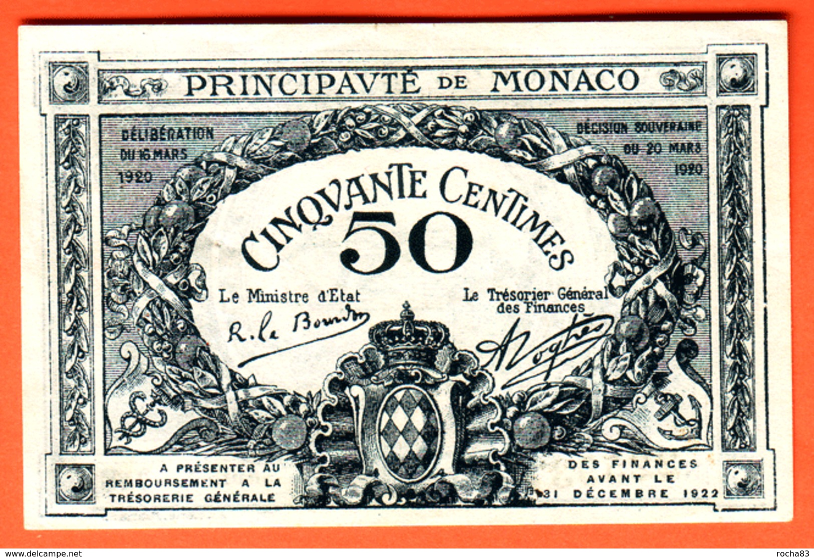 Billet - MONACO - 50 Centimes De 1920 - Série A - Pick 3a - Monaco