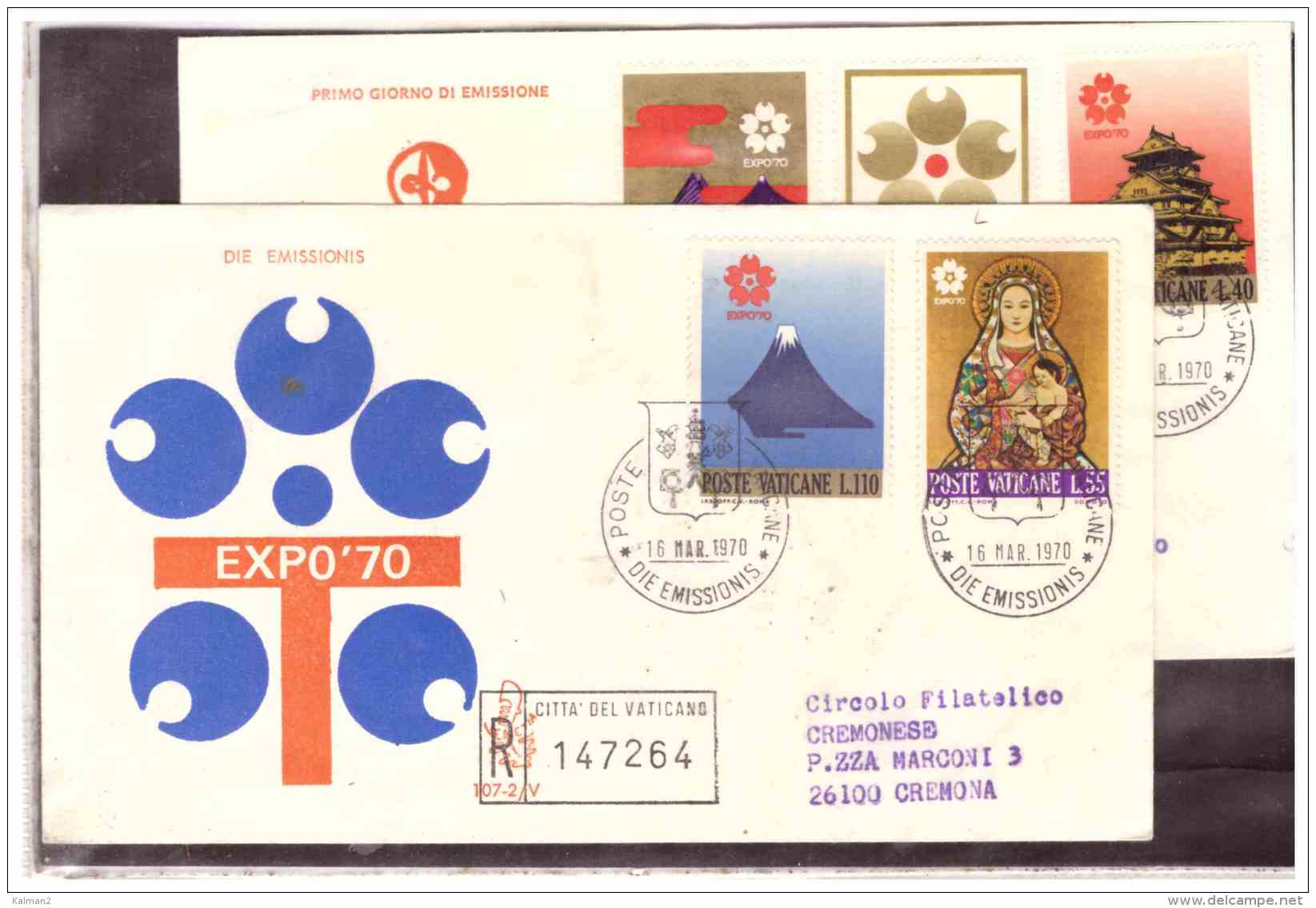 FDC4245  -  VATICANO  16.3.69  /     EXPO  OSAKA - 1970 – Osaka (Japan)