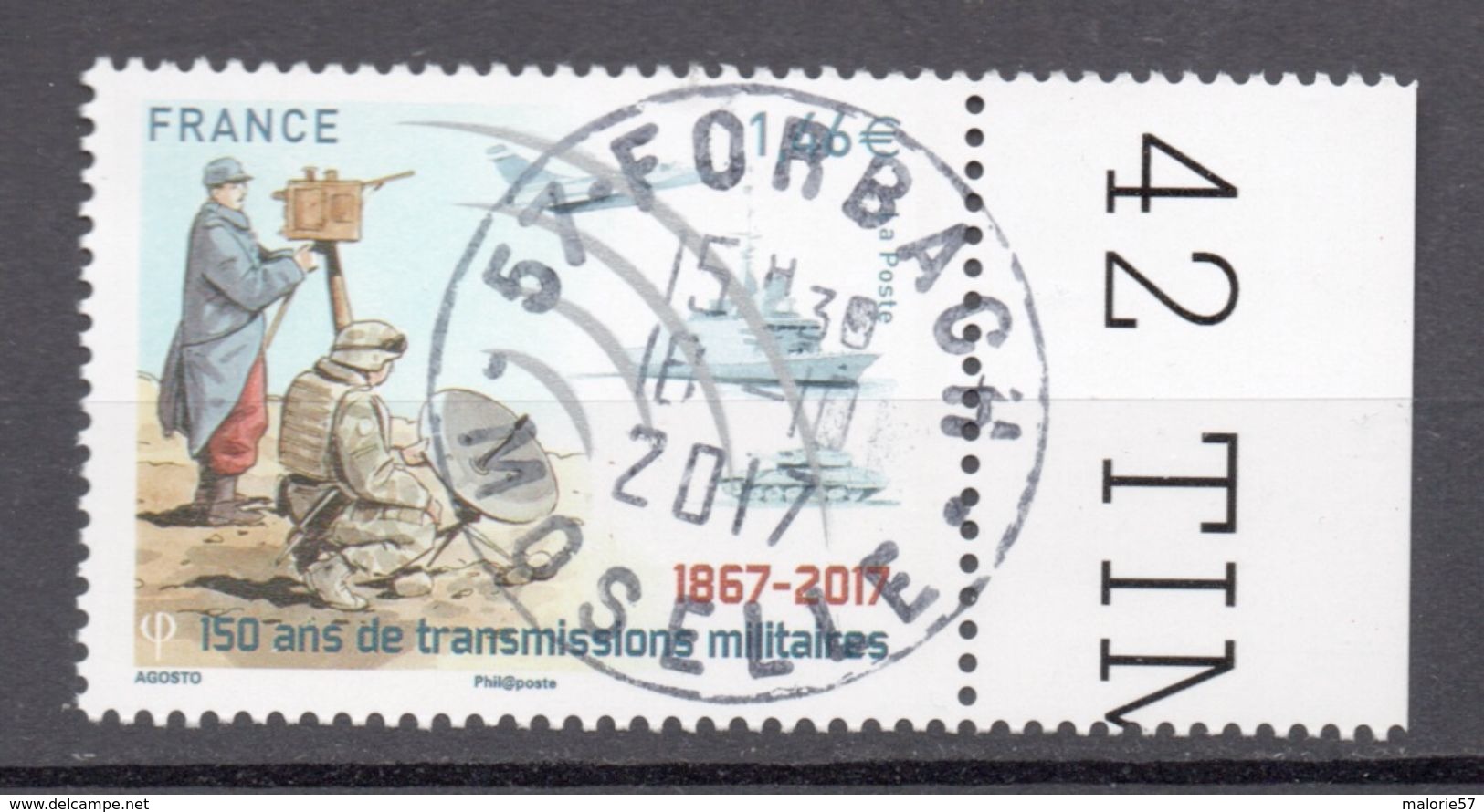 FRANCE 2017   -  Timbre - Transmissions Militaires Oblitéré Cachet Rond - Oblitérés