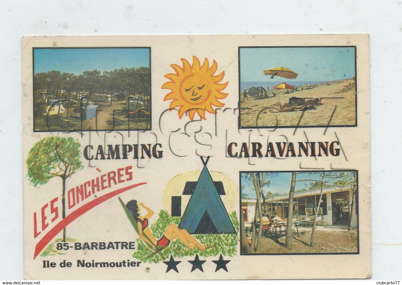 Barbâtre, Ile De Noirmoutier (85) : 4 Vues Et Illustration Du Camping Les Onchères En 1976 (animé) GF. - Ile De Noirmoutier