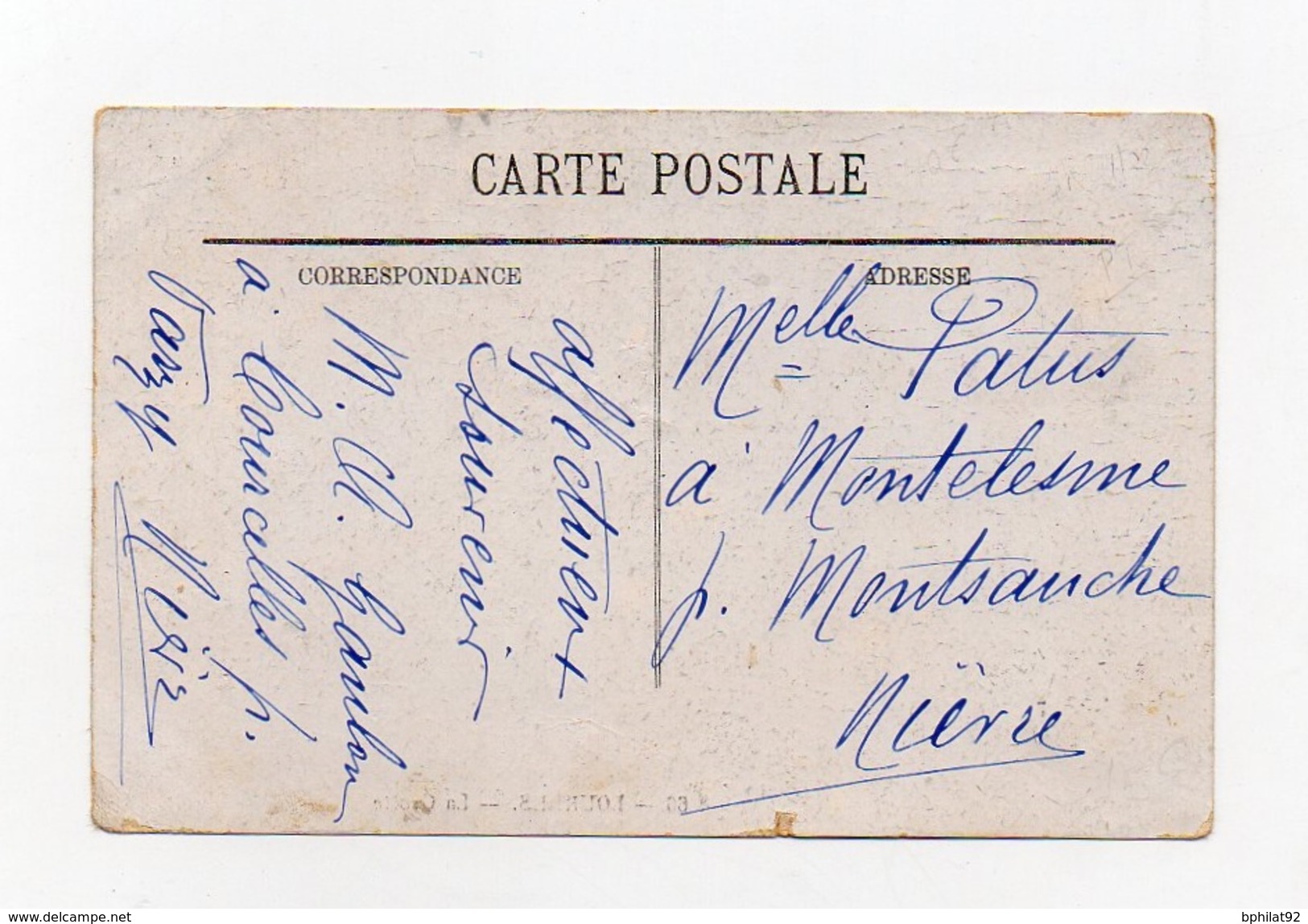 !!! 5C SEMEUSE SUR PORTE TIMBRE DIEU PROTEGE LA FRANCE SUR CPA DE 1912 - Covers & Documents