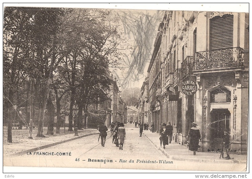 **** 25 *****   Besançon Historique   Rue Du Président Wilson Gribouillage à Gommer  - écrite -petits Plis - Besancon