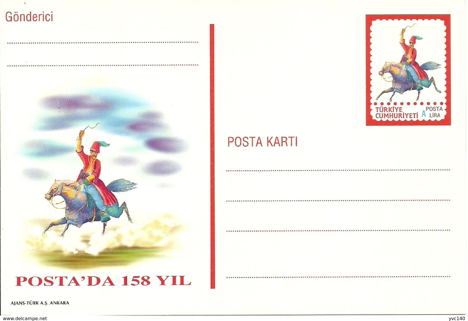 Turkey; 1998 Postal Stationery "158 Years In The Post" - Interi Postali