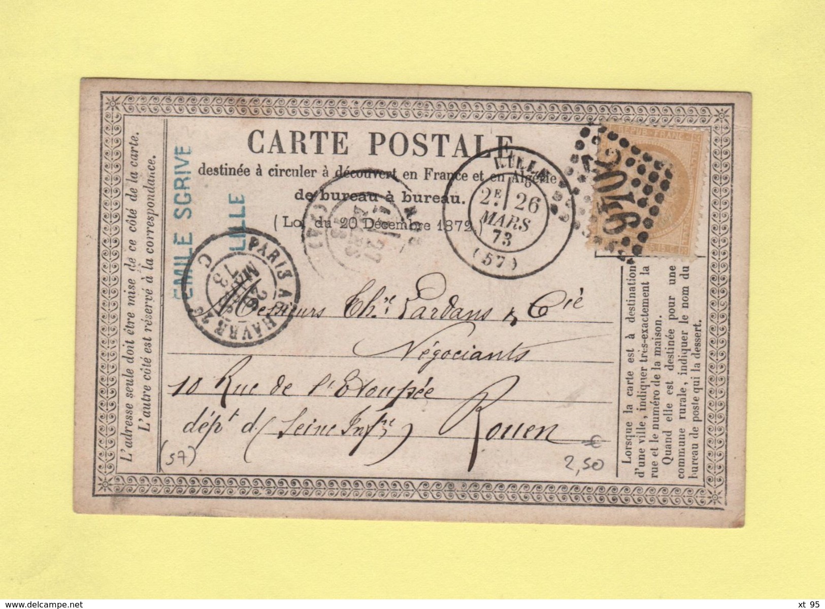 Lille - 57 - Nord - GC 2046 - 26 Mars 1873 - 1849-1876: Période Classique