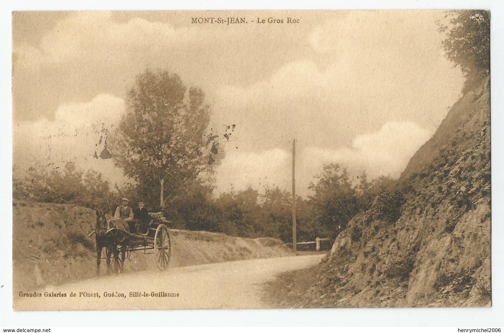 72 Sarthe Mont St Jean Attelage Cheval Route Le Gros Roc - Autres & Non Classés