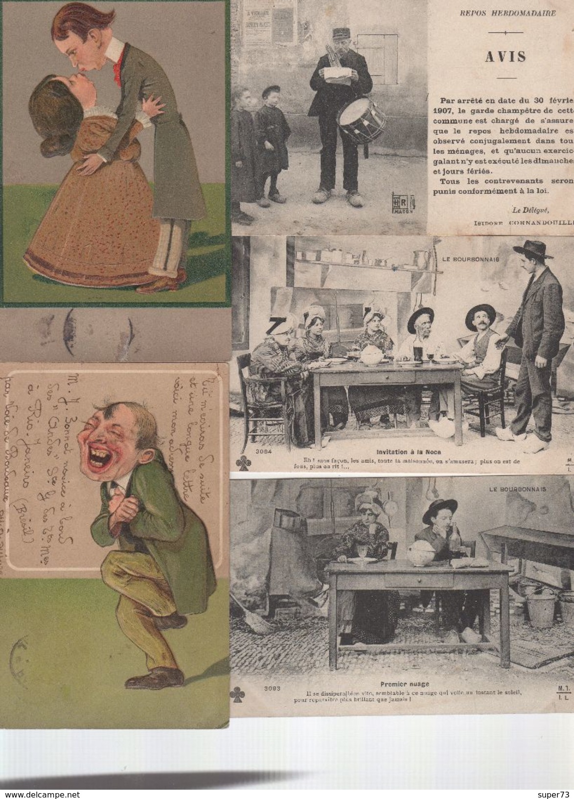 Lot Divers De 95 Cartes Postales Anciennes : Fantaisie , Folklore , Humour , Caricature ... A Voir - 5 - 99 Cartes