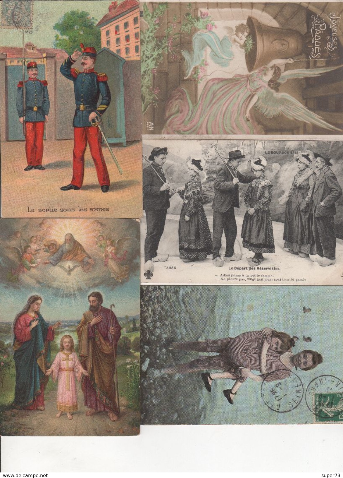 Lot divers de 95 cartes postales anciennes : fantaisie , folklore , humour , caricature ... A voir